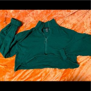 Green crop zip up jacket